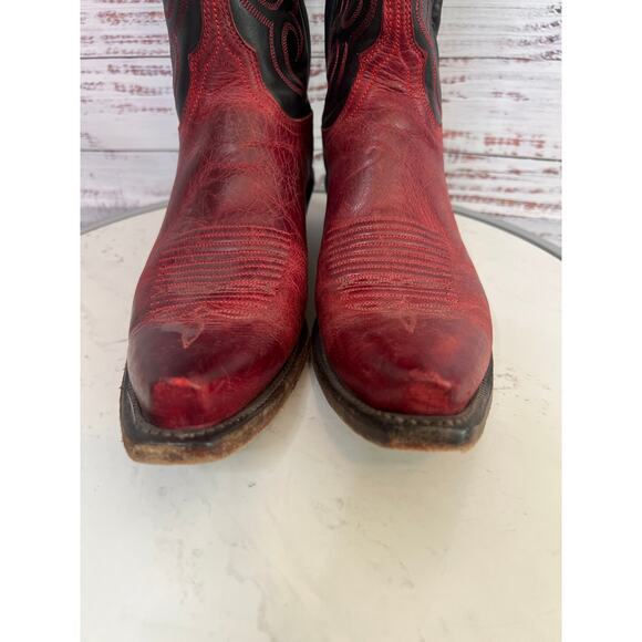 Lucchese 1883 Dana Womens Red Burnished Goat Leather Cowboy Western Boots SZ 8 - Picture 3 of 13